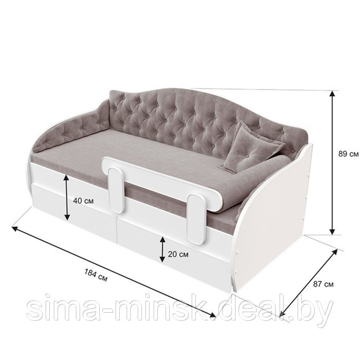 Кровать-тахта «КарлСон24» «ВЭЛЛИ», 87х185х89 см, серая - фото 2 - id-p191529670