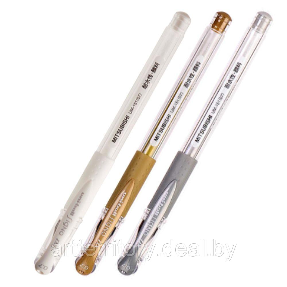 Ручка гелевая Mitsubishi Pencil UM-151, 0.7 мм. (золото) - фото 2 - id-p191703173