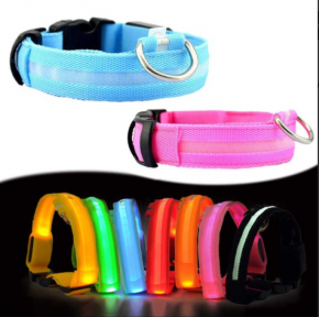 Светящийся ошейник для собак (3 режима) Glowing Dog Collar Черный S (MAX 40 sm)