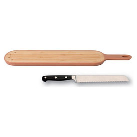 Доска разделочная BergHOFF Leo 3950087  бамбуковая с ручкой 44*10*1,5 см + нож для хлеба