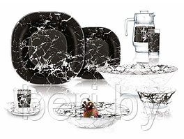 V2709 Столовый сервиз Luminarc CARINA MARBLE BLACK, 44 предмета, 6 персон, набор тарелок