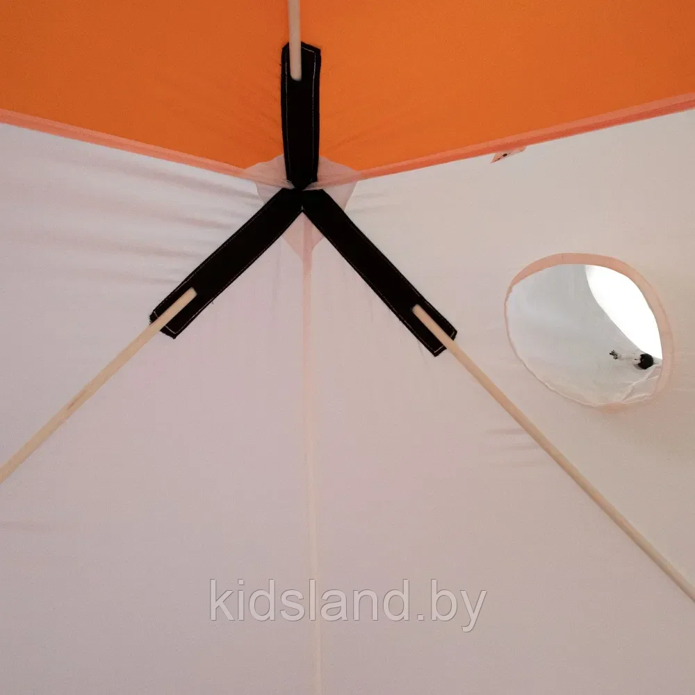 Палатка зимняя куб СЛЕДОПЫТ 1,5 х1,5 м, Oxford 240D PU 1000, 2-местная, цв. бело-оранж. - фото 4 - id-p190876705