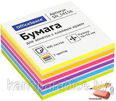 Самоклеящийся блок OfficeSpace, 76х76 мм., 400 листов, 7 неоновых цветов, арт.SN_54156