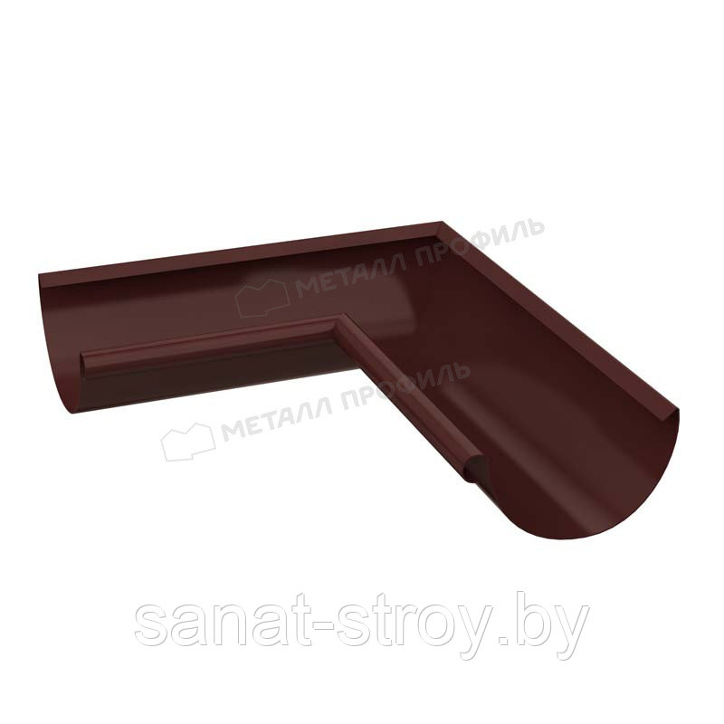 Угол желоба внутренний D125х90 градусов GS lite (ПЭД-01-8017\8017-0.6) RAL 8017/8017 Коричневый шоколад двухсторонний
