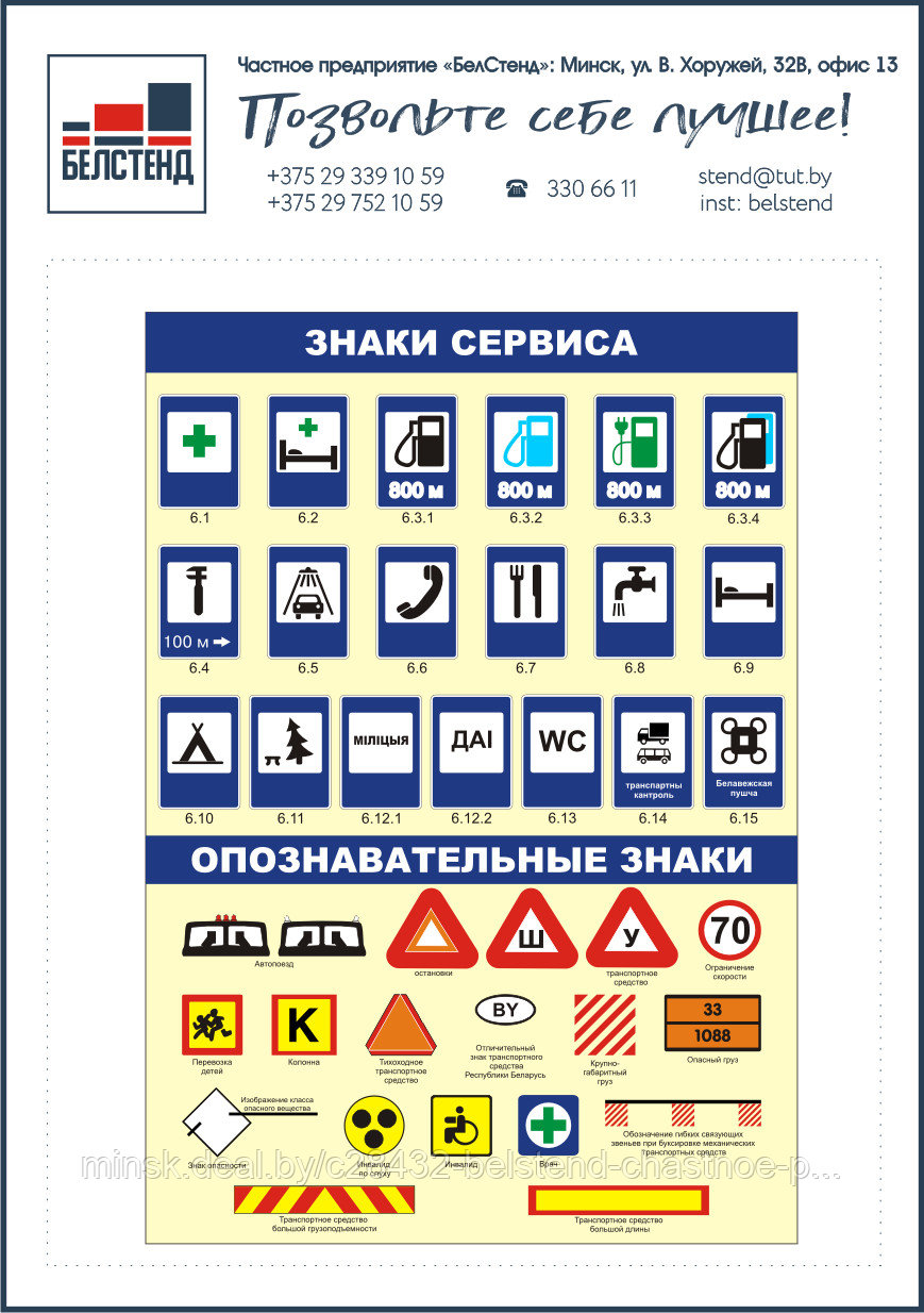 Стенд Знаки сервиса и опознавательные знаки для автошколы - фото 1 - id-p7439739