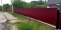 Забор из металлопрофиля, RAL3005 (винно-красный) №19