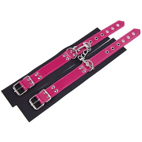 Мягкие универсальные черно-розовые оковы на цепочке с карабином - фото 3 - id-p190861009