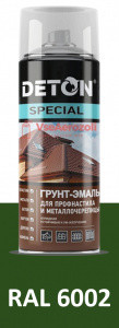 Грунт-эмаль DETON SPECIAL (Зеленый лист RAL 6002) для профнастила и металлочерепицы, аэрозоль 520 мл - фото 1 - id-p127692505