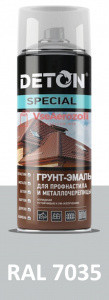 Грунт-эмаль DETON SPECIAL (Светло-серый RAL 7035) для профнастила и металлочерепицы, аэрозоль 520 мл