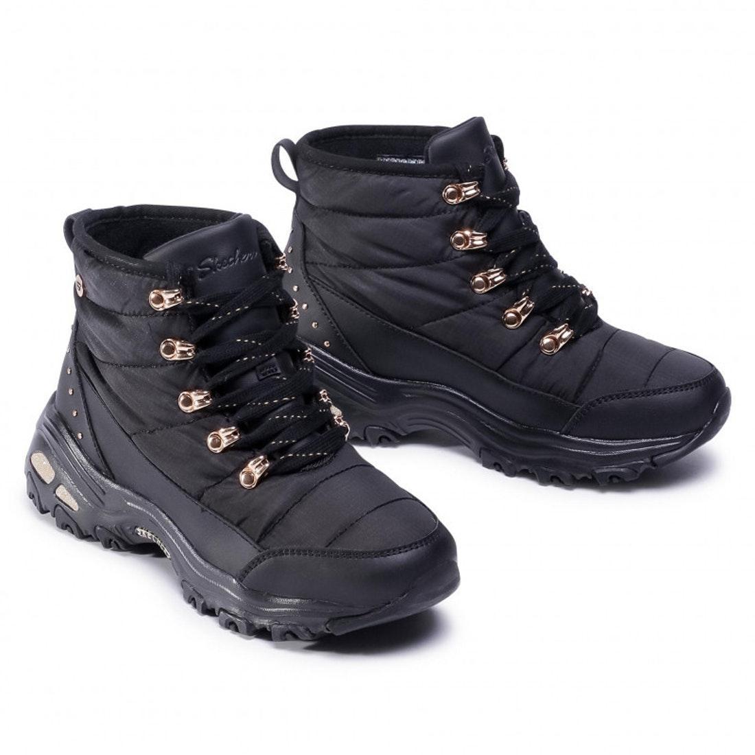 Ботинки женские утепленные SKECHERS D'LITES Women's insulated boots черный/золотой - фото 1 - id-p191728748