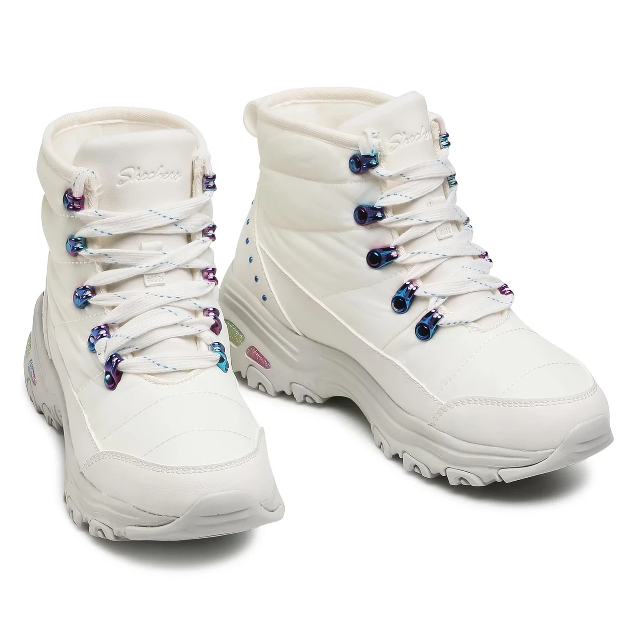 Ботинки женские утепленные SKECHERS D'LITES Women's insulated boots белый/мультицвет - фото 5 - id-p191728752
