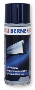 Антикоррозийный цинковый спрей Berner с содержанием алюминия светло-серого цвета