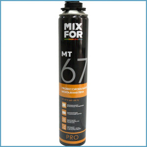 Пена монтажная профессиональная MIXFOR Foam Pro МТ 67, 870 мл летняя(+ 5C до +30С) РБ