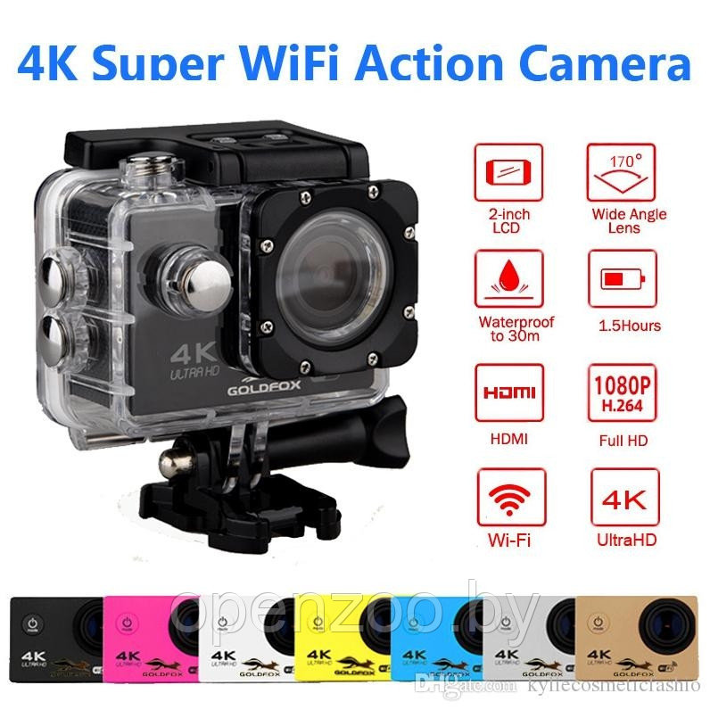 Экшн камера 4К Ultra HD Sports (4K WiFi Action Camera). Качество А Черный - фото 8 - id-p75804478
