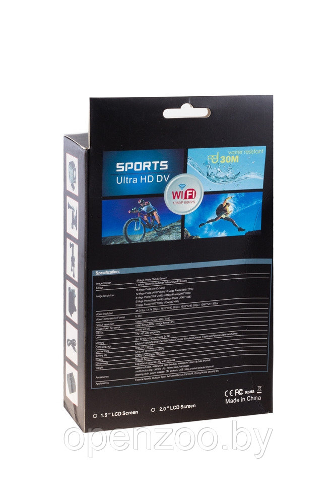 Экшн камера 4К Ultra HD Sports (4K WiFi Action Camera). Качество А Черный - фото 5 - id-p75804478