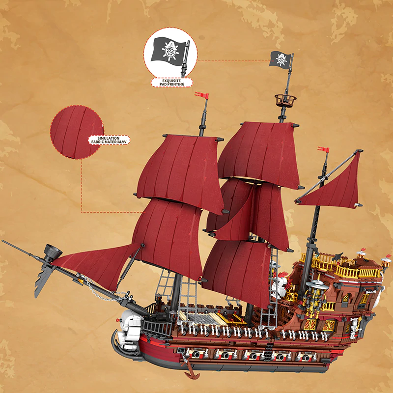 Детский Конструктор пиратский корабль Месть Королевы Анны 3066 дет. Reobrix 66010 - фото 3 - id-p191776911