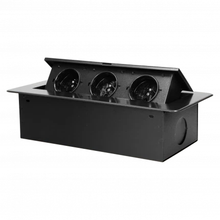 Блок розеточный встраиваемый Orno 3x2P+E со шторками, без кабеля, 3600Вт, металл, графит - фото 1 - id-p191829005