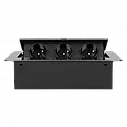 Блок розеточный встраиваемый Orno 3x2P+E со шторками, без кабеля, 3600Вт, металл, графит, фото 3