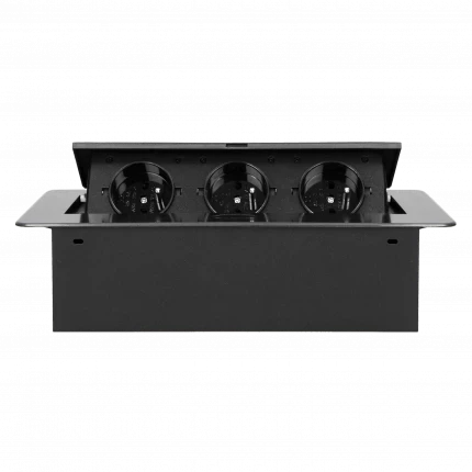 Блок розеточный встраиваемый Orno 3x2P+E со шторками, без кабеля, 3600Вт, металл, графит - фото 3 - id-p191829005