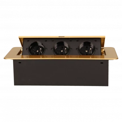 Блок розеточный встраиваемый Orno 3x2P+E со шторками, без кабеля, 3600Вт, металл, золотой - фото 4 - id-p191829004