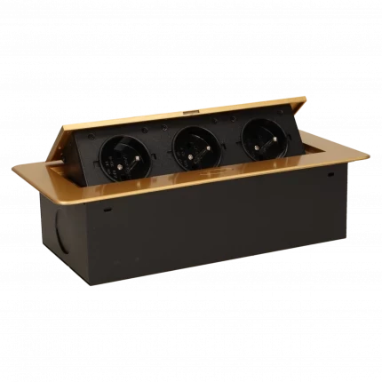 Блок розеточный встраиваемый Orno 3x2P+E со шторками, без кабеля, 3600Вт, металл, золотой - фото 1 - id-p191829004