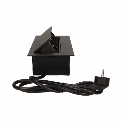 Блок розеточный встраиваемый Orno 3x2P+E со шт., острый край, кабель 1,5m, 3600Вт, металл, черный - фото 4 - id-p191829008