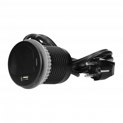 Блок розеточный встраиваемый Orno 2P+E со шторками, USB 2,4A, кабель 1,9m, 3680Вт, пластик, черный - фото 2 - id-p191829011