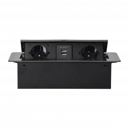 Блок розеточный встраиваемый Orno, 2хUSB 2,1A + 2x2P+E со шт., без кабеля, графит