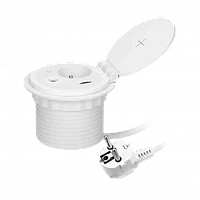 Блок розеточный встраиваемый Orno, беспроводная зарядка, 2 USB Type A+C + 2P+E, кабель 1,8 м, белый