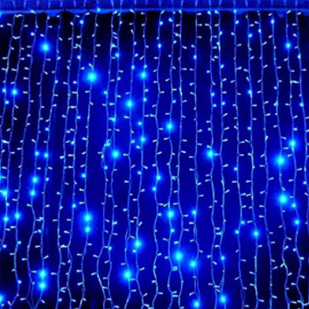 Светодиодная новогодняя шторка-гирлянда огоньки 3*2 м синий - фото 1 - id-p191902107