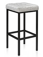 Полубарный стул Камелот на металлокаркасе черный матовый/экокожа Серый мрамор