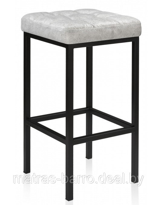Полубарный стул Камелот на металлокаркасе черный матовый/экокожа Серый мрамор - фото 1 - id-p191919341
