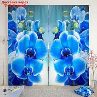 Фотошторы "Голубая орхидея", размер 150х260 см-2 шт., габардин
