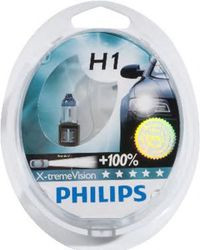 Галогенные лампы Philips H1 X-treme Vision+100% (2 шт.) - фото 1 - id-p24595056