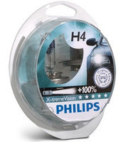 Галогенные лампы Philips H4 X-treme Vision + 100% (2 шт.)