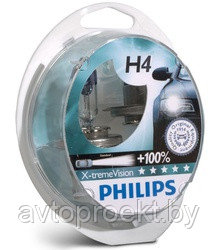 Галогенные лампы Philips H4 X-treme Vision + 100% (2 шт.) - фото 1 - id-p24595067