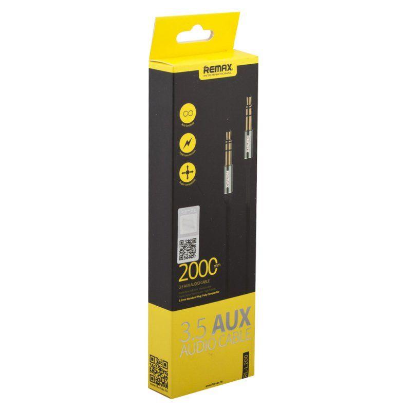 Аудио кабель (AUX) Remax L200 3.5 мм., 2 метр, черный