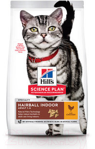 Корм для кошек Hill's Science Plan Adult Hairball Indoor Chicken