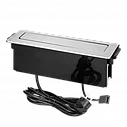 Блок розеточный встраиваемый Orno выдвижной 2xUSB Type A 5V + HDMI + 2x2P+E со шт., кабель 2m, нерж. сталь, фото 3