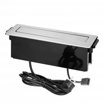 Блок розеточный встраиваемый Orno выдвижной 2xUSB Type A 5V + HDMI + 2x2P+E со шт., кабель 2m, нерж. сталь - фото 3 - id-p191829023