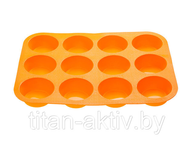 Форма для выпечки, силиконовая, прямоугольная на 12 кексов, 33 х 25 х 3 см, оранж., PERFECTO LINEA - фото 1 - id-p191935152