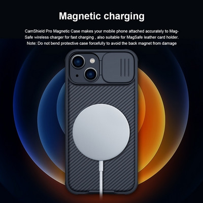 Чехол-накладка с пластиной Magsafe Nillkin CamShield Pro Magnetic Черная для Apple iPhone 14 Plus - фото 4 - id-p191947622
