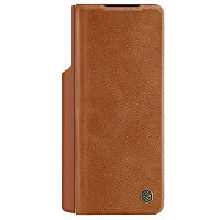 Кожаный чехол Nillkin Qin Pro Plain Leather Case Коричневый для Samsung Galaxy Z Fold 4