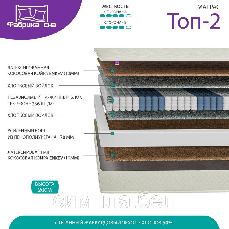 Матрас Фабрика Сна Топ-2 - фото 2 - id-p98094946