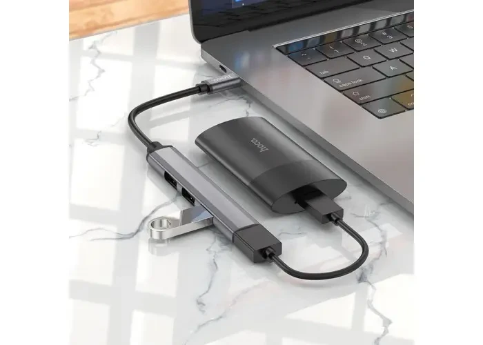 USB Hub (usb-концентратор) Hoco HB26 Type-C ( 4 in 1 - USB3.0+USB2.0*3 ) - фото 3 - id-p191974804