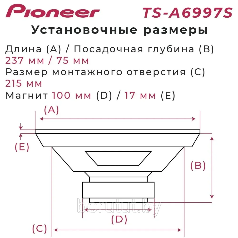 Автомобильные колонки динамики Pioneer TS-A6997S / Коаксиальная акустика 3-х полосная 6X9 дюйм./16x24 см - фото 7 - id-p191977037