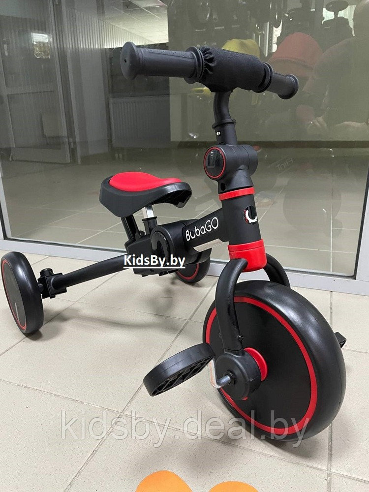 Детский беговел-велосипед Bubago Flint BG-F-1 (черный/красный) без родительской ручки Трансформер, складной