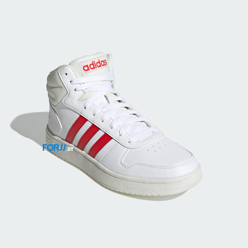 Кроссовки Adidas HOOPS 2.0 MID (Cloud White / Vivid Red) - фото 2 - id-p191980144