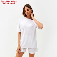 Костюм женский (футболка, шорты) MINAKU: Casual collection цвет белый, р-р 50