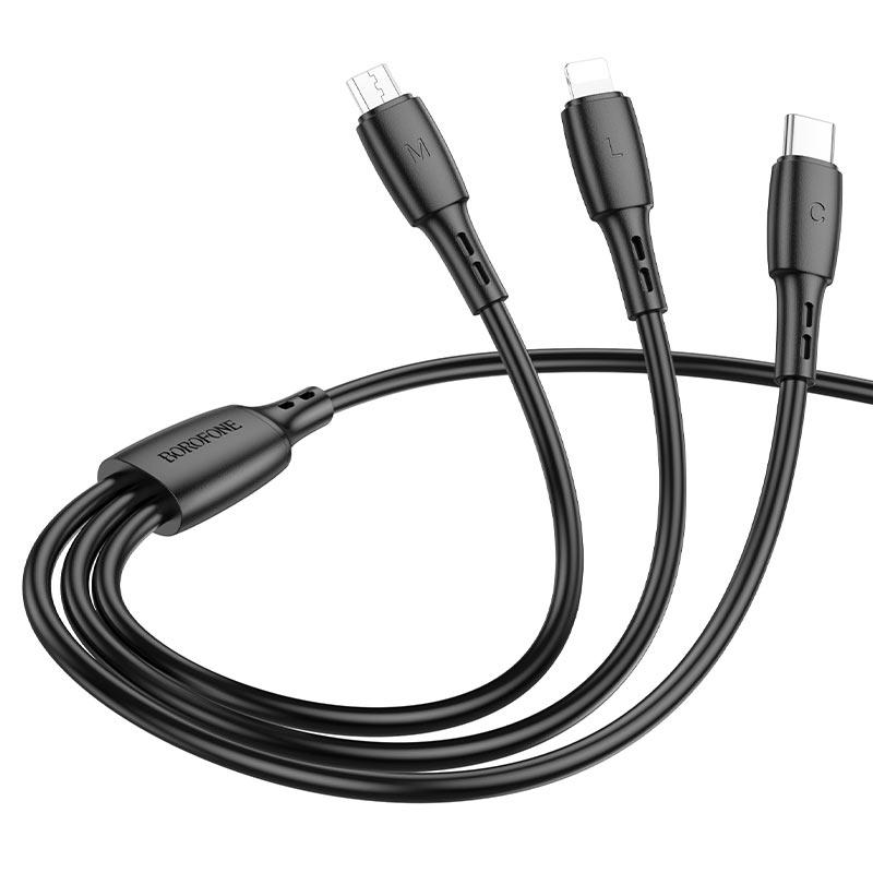 USB дата-кабель 3-in-1 Borofone BX71 Lightning / Micro-Usb / Type-C - фото 2 - id-p192082860